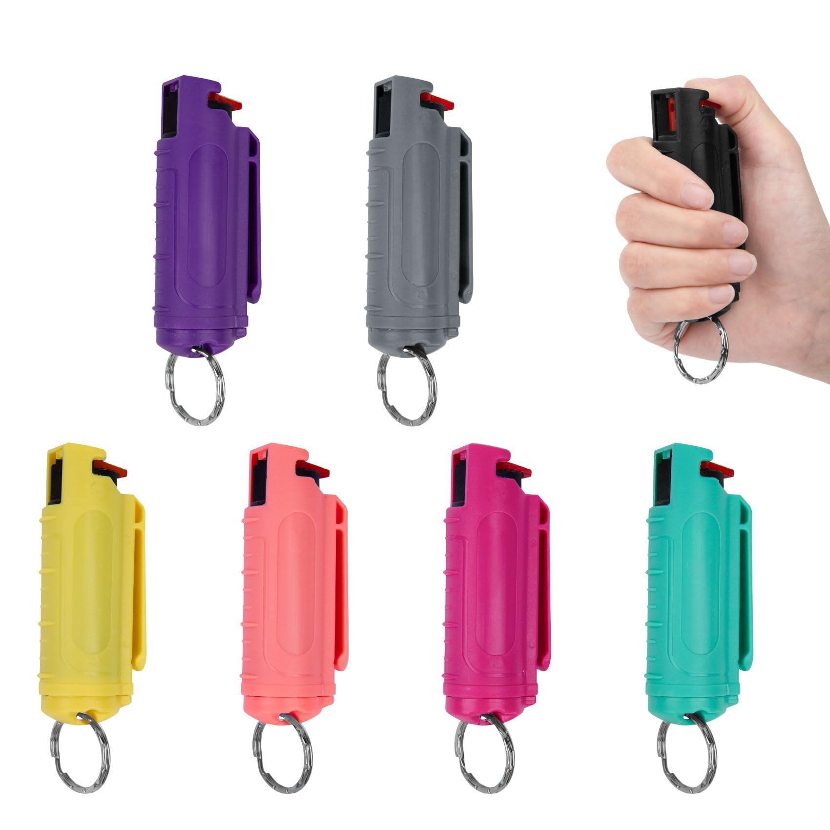 OC Gel Pepper Spray 7 Packs for Women Self Defense Quick Release Keychain