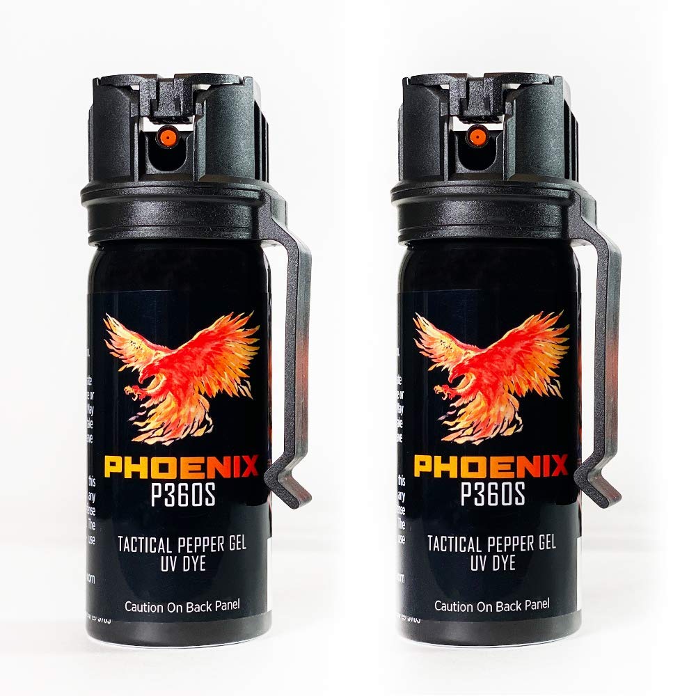Qseel Phoenix P360S Pepper Gel Maximum Strength Police & Military Grade Pepper Spray, Sprays at Any Angle up to 18 Feet,