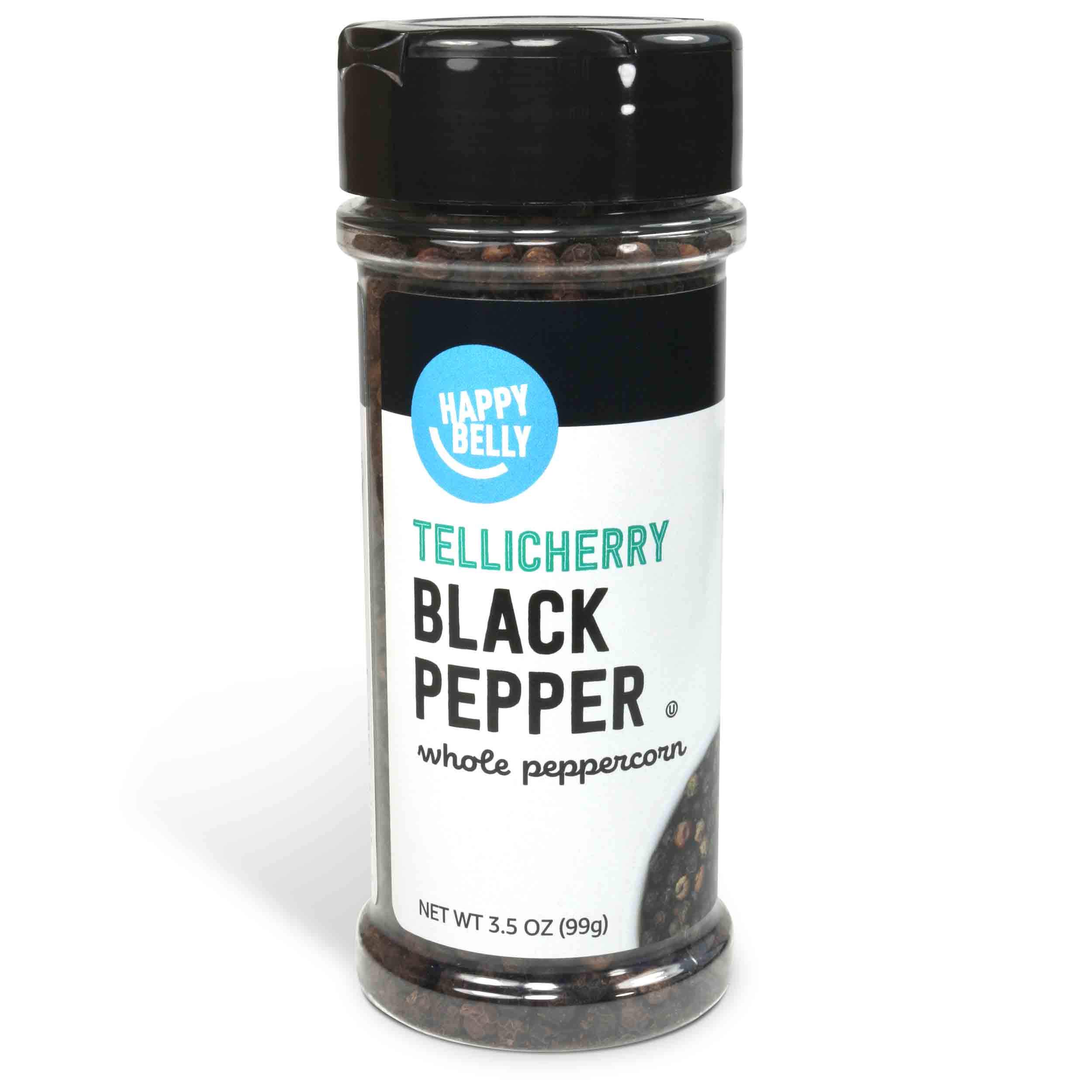 Happy Belly Tellicherry Black Pepper Whole Peppercorn, High-Quality Grains for Cooking and Health, Ideal for Gourmet Me