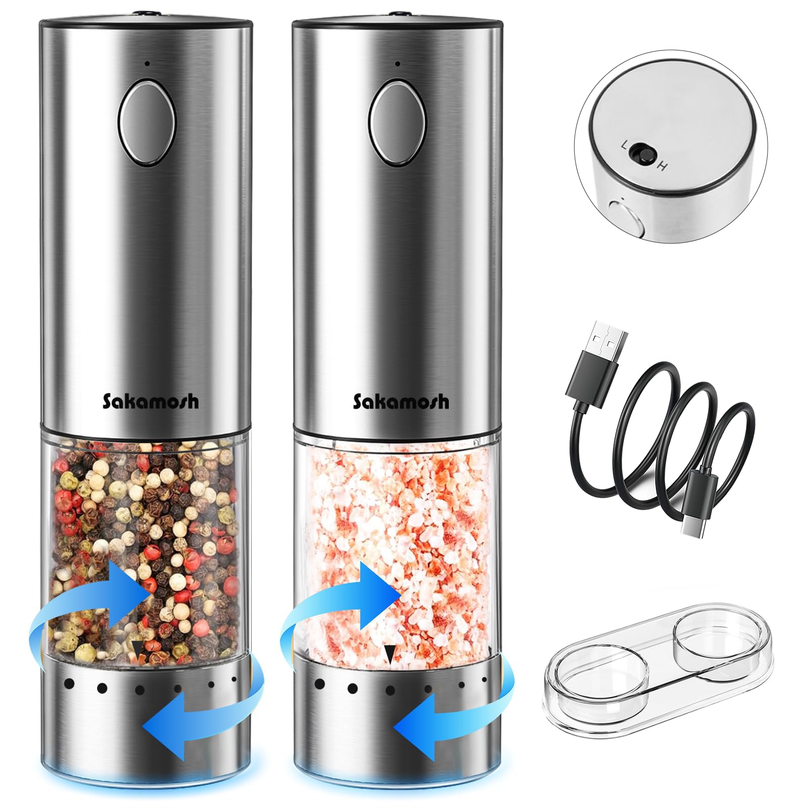 Rechargeable Electric Salt and Pepper Grinder Set with LED Light for Easy Use
| Auto One-handed Operation Electric Pepp